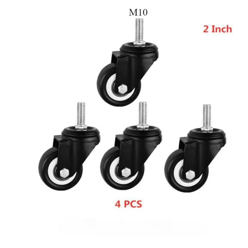 4 Pcs Casters Spot 2 Inch Gold Drill Screw Universal Wheel M10 Black Diamond Foot Mute Double Bearing Cabinet Roller 180KG