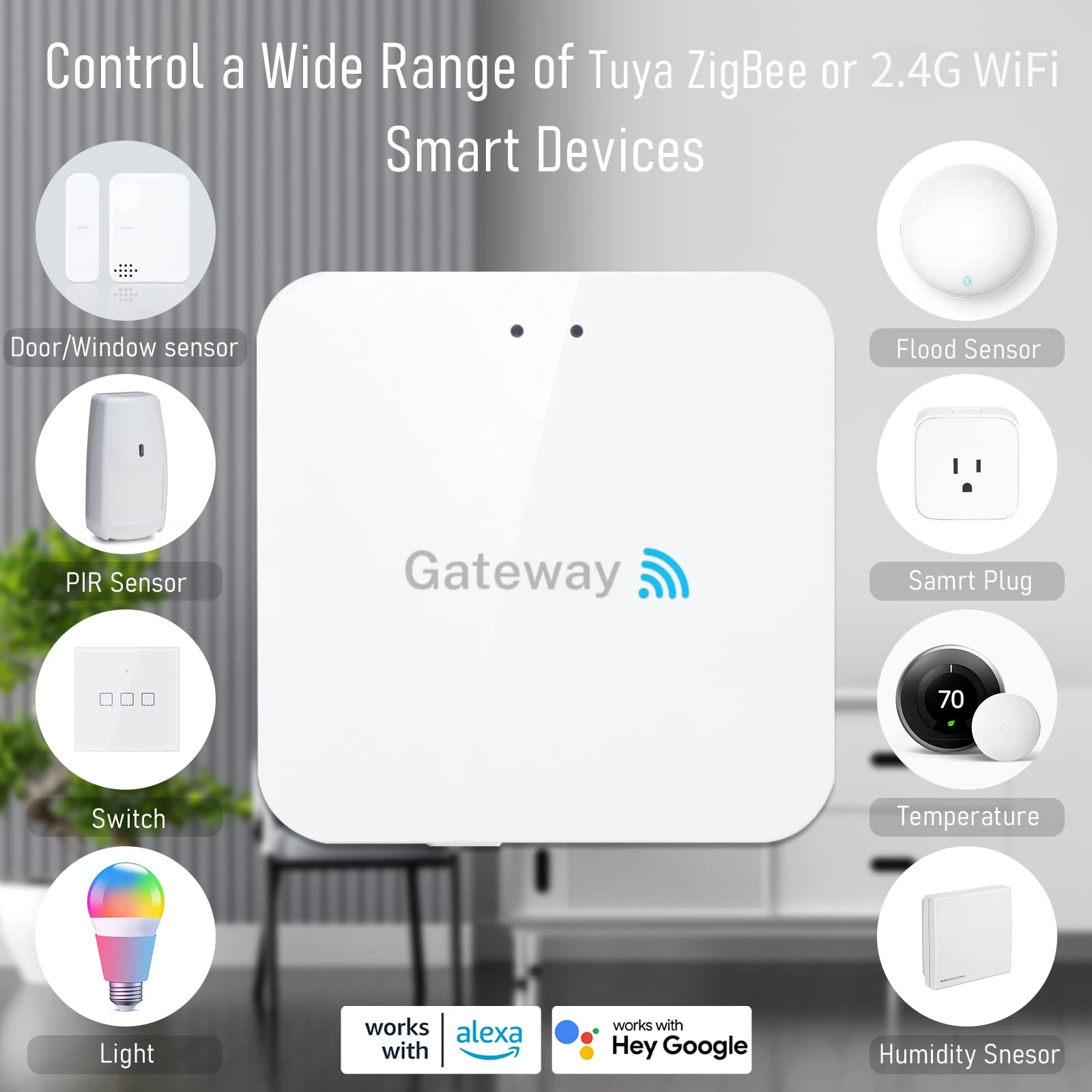 Tuya Smart Home ZigBee 3.0 Gateway Hub 2.4G WiFi Bridge Smart Life APP Remote Control Voice Works With Alexa Google Assistant