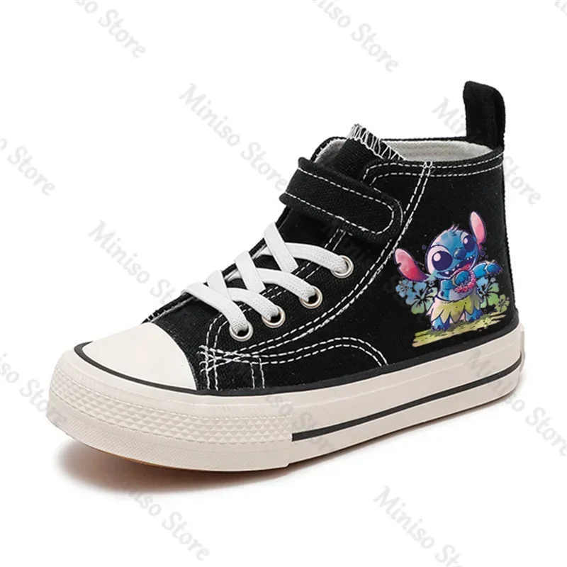 Ragazza Kid Canvas Boys scarpe sportive Lilo Stitch Girl High-top Disney Casual Cartoon comfort Shoes bambini stampa ragazzi scarpe da Tennis