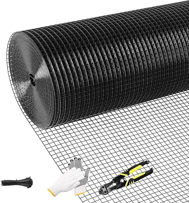 

Black Hardware Cloth, 1/2 inch 48'' x 100'Chicken Wire Fence, 19 Gauge Vinyl Coated Welded Cage Wire Mesh Roll Supports Poultry