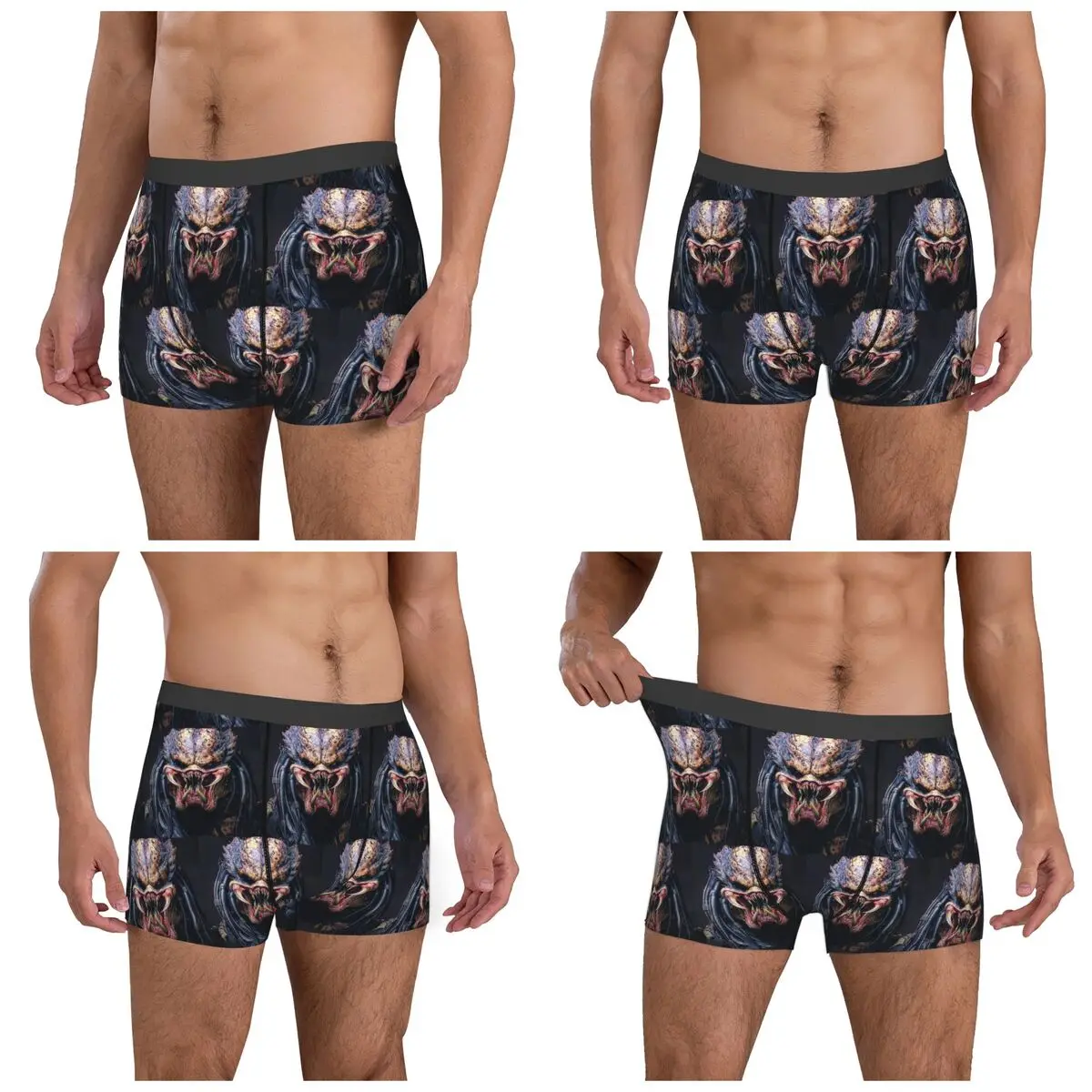 Boxer Underpants Shorts Predator Smile Horror Xenomorph Alien Monster Panties Men Breathable Underwear for Homme Man Gifts
