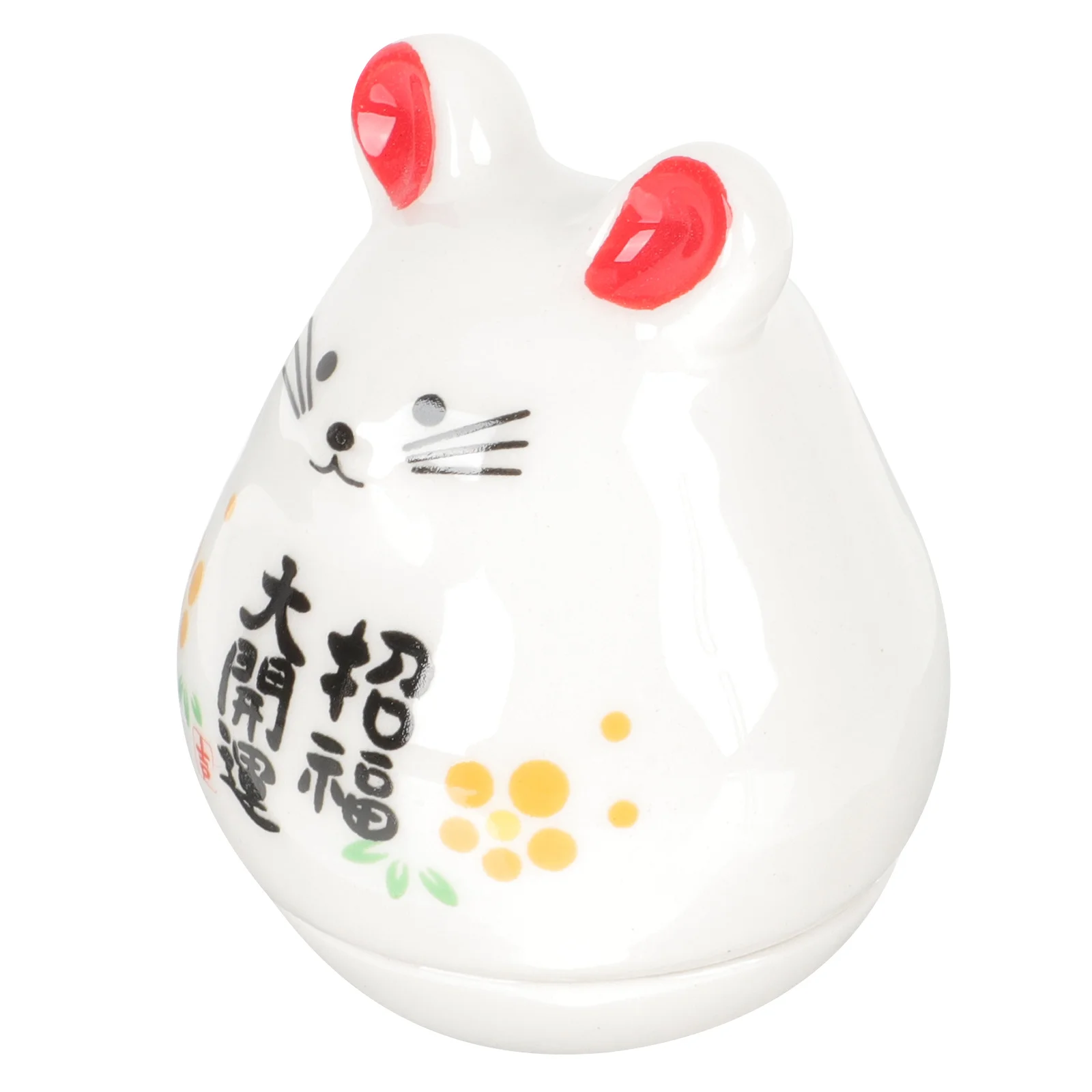 

Creative Ceramic Mouse Tumbler Ornament Adorable Rat Decoration for Desktop Home Decor Auspicious Animal Craft