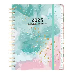 Coil Schedule Weekly Planner Notebook com design elegante capa, ferramenta de planejamento para estudo, notas de trabalho, Homework and Agenda, 2025