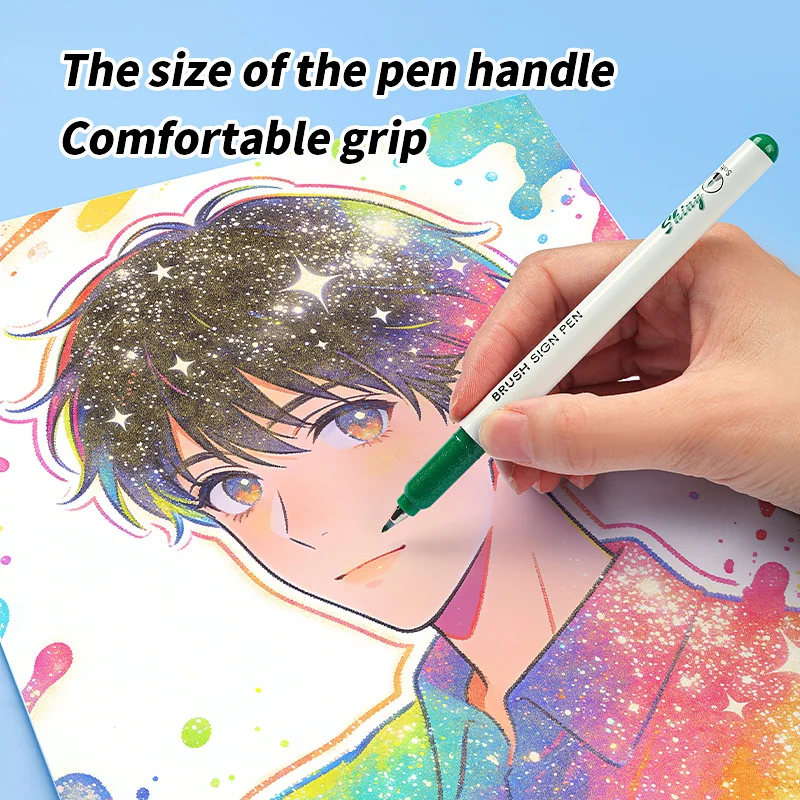 Glitzer-Metallic-Pinselstifte-Set, 6 verschiedene Farben, glänzende Marker-Stifte, Textmarker, perfekt für Journaling, Scrapbooking, Kalligraphie. – Detail 6