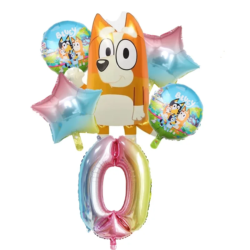 Bingos Blueys Birthday Balloons Set Number Balloon Suit Foil Ballon Cartoon Birthday Party Supplies Decor Tools Baby Shower Gift