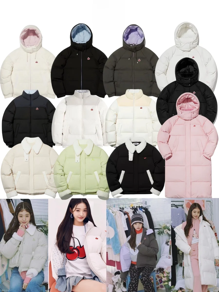 South korea Kirsh Cherry Down jacket Women Zhang Yuanng Same Sle Autumn and Winter White Duck Down Double-Sided Wear Warm...