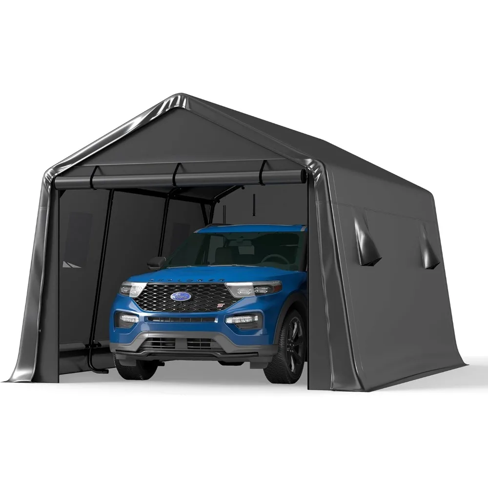 

10x15 FT Heavy-Duty Carport, 240g PE Cover (50% Thicker), 1.2mm Galvanized Steel Frame, Windproof & Snowproof Shelter for Cars,