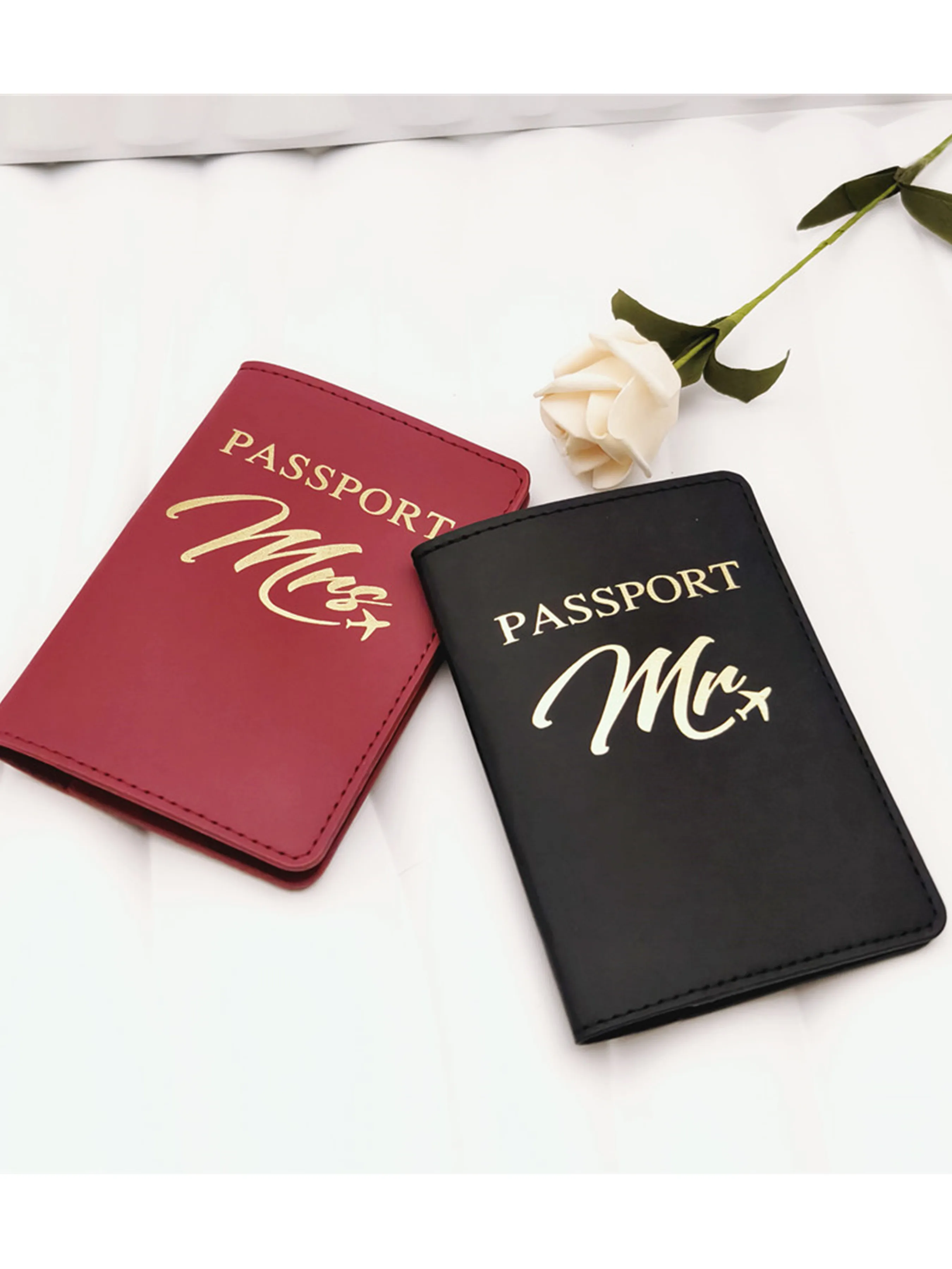 2PCS ein Set Mr/Mrs Liebhaber Paare PU Leder Passport Abdeckung Fall Halter Reise Zubehör Brieftasche für Frauen für Männer – Detail 8