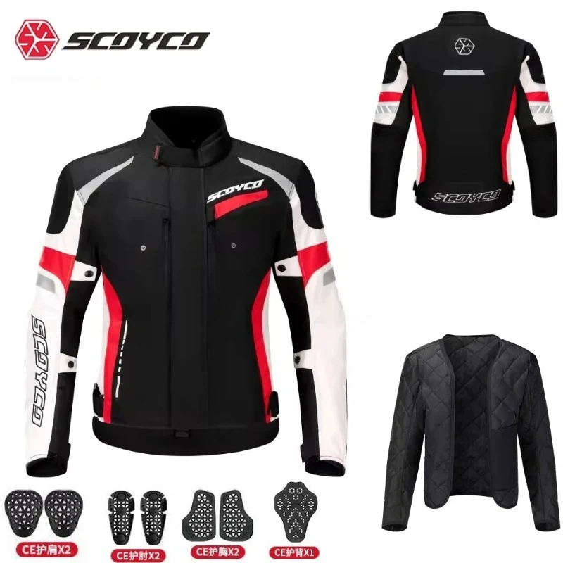 SCOYCO Motorcycle Jacket Four Seasons Windproof Waterproof Motorbike Racing Jacket Pants Men CE Protection Anti-fall Clothing