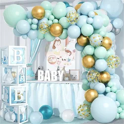 124pcs Mint Green and Blue Balloon Garland Kit, Confetti Latex Balloons for Wedding Bridal Baby Shower Birthday Party Decoration