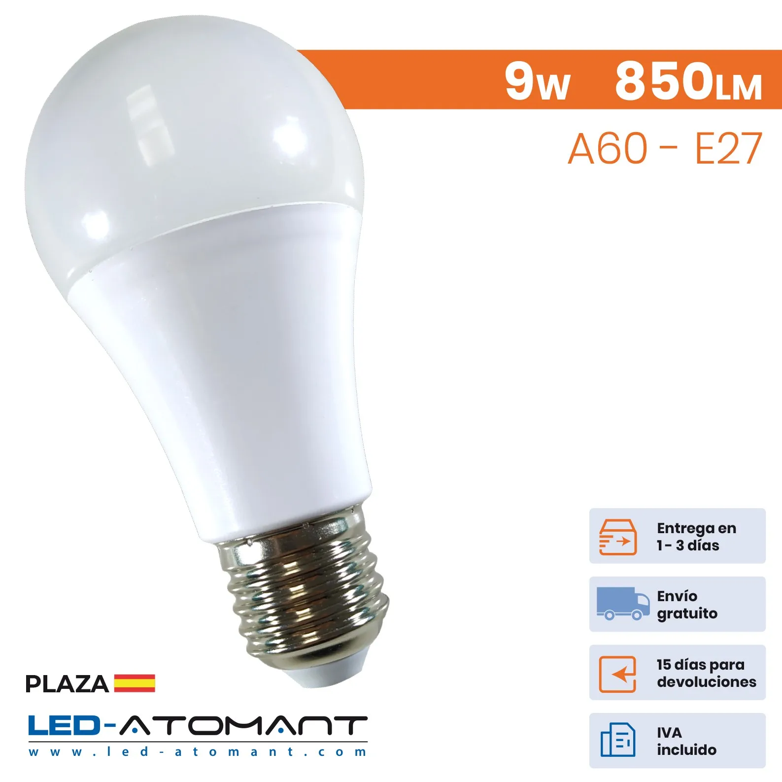 ATOMANT LED®E27 9w with detector a60 850lm 6500k led bulb lighting lights LED bulbs decoration led lamp