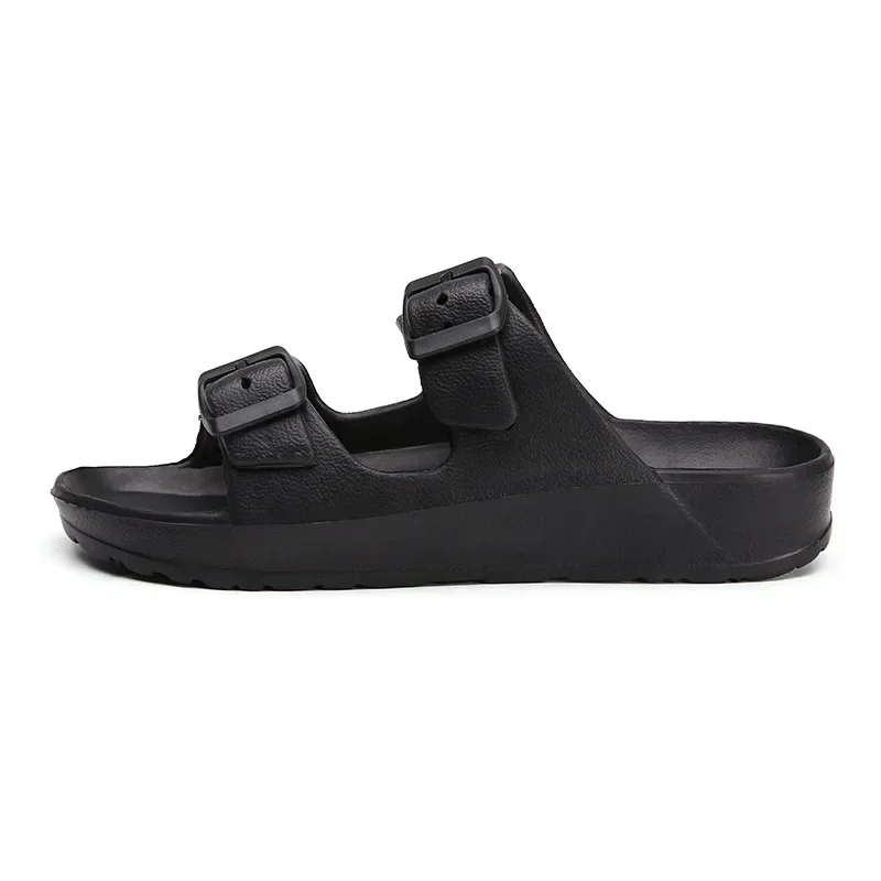 Double Buckle Men Sandals Bathroom Flip Flops Outdoor Slippers Soft EVA Beach Slippers Indoor Slides Solid Color Couple Shoes