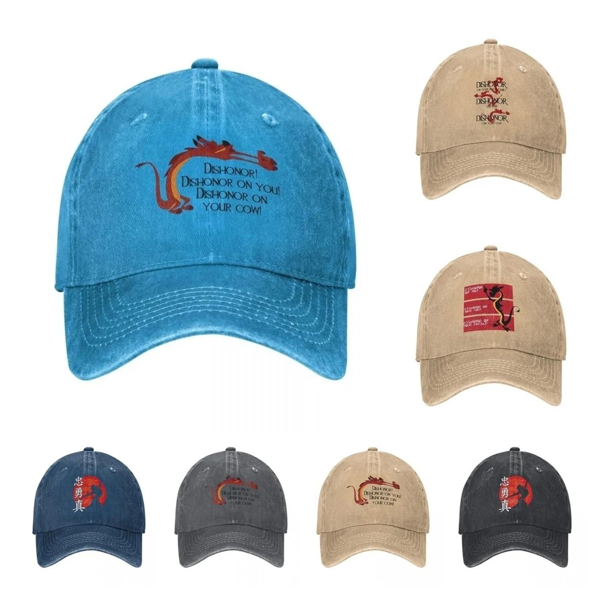 

Classic Dishonor Mulan Mushu Baseball Cap Men Women Distressed Washed Snapback Cap Outdoor Workouts Adjustable Fit Caps Hat