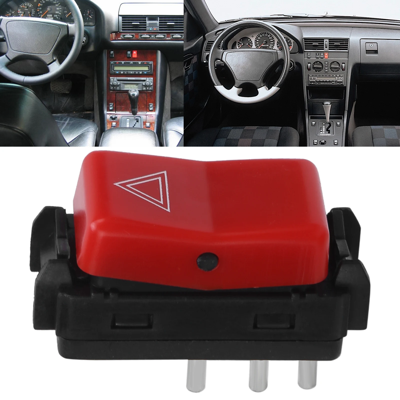 Fit for Mercedes-Benz W201 W124 E190 E300 E320 Red Hazard Light Switch Warning Flasher Switch ABS Metal 1248200110 ABS