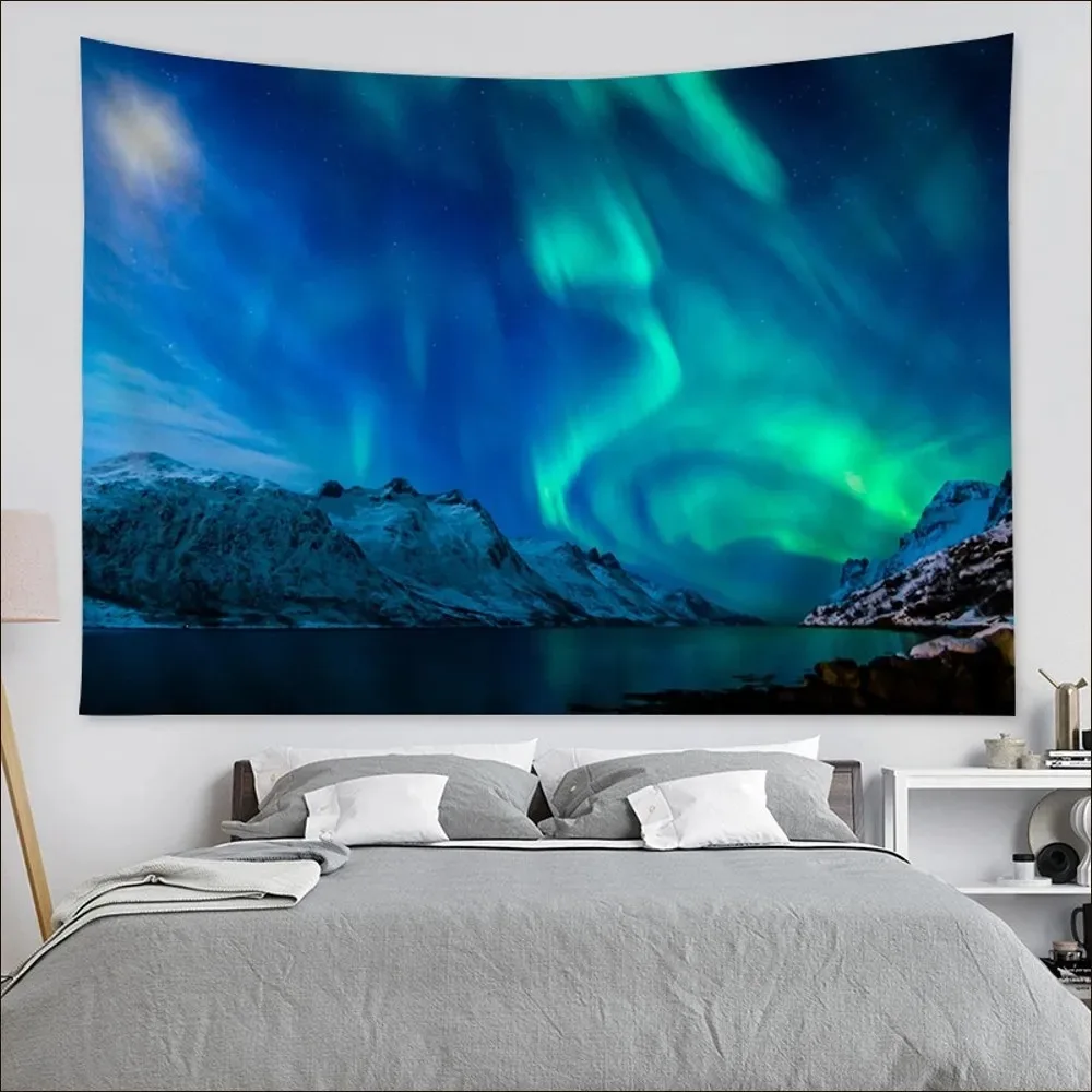 Northern Lights Pattern Tapestry Bohemian Decorative Cloth Bohemian Home Decor Living Room Bedroom Bedside Wall Hanging Cloth