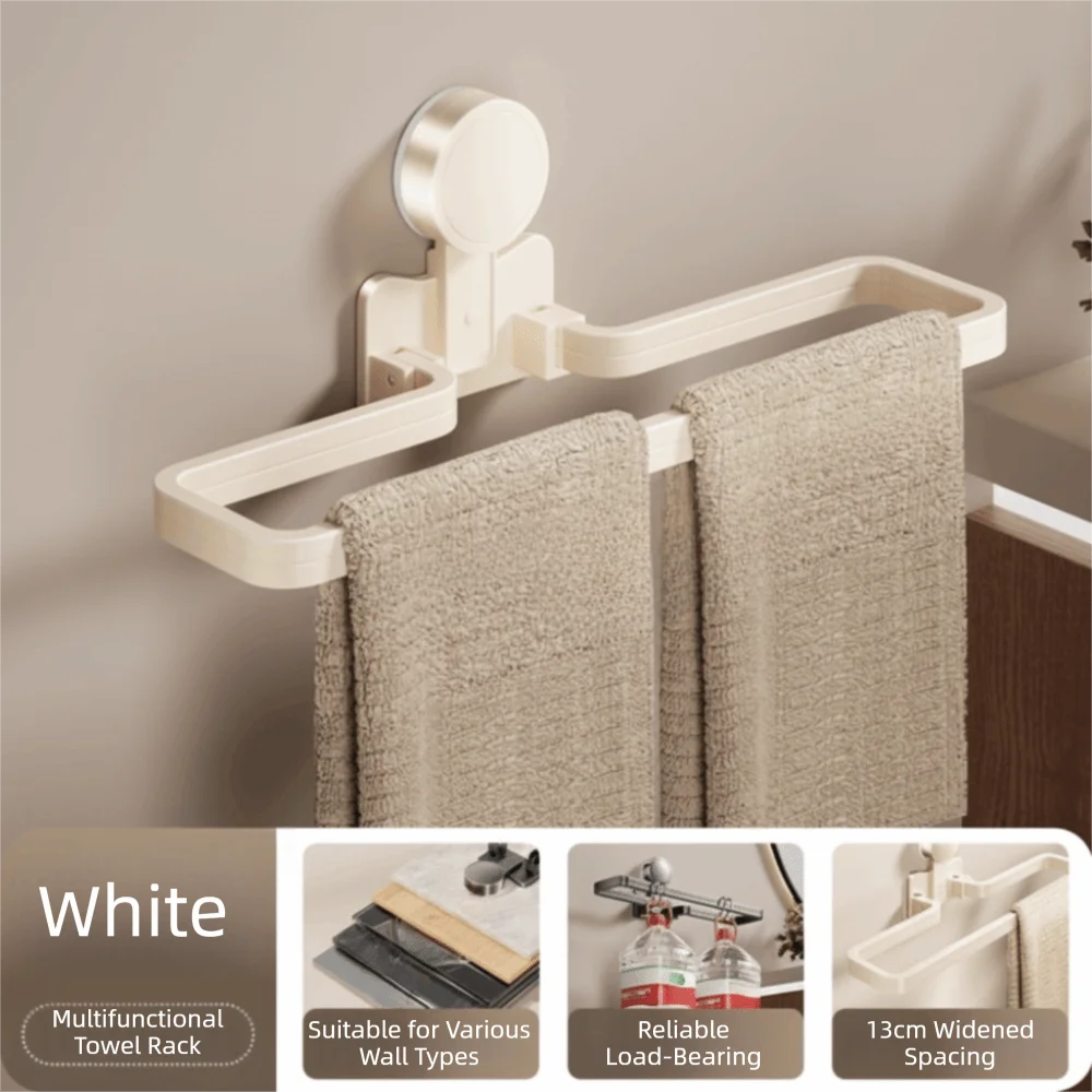 

Detachable Suction Cup Towel Pole Wall Mounted Nail Free Installation Bathroom Towel Rack Single-rod Towel Hanger
