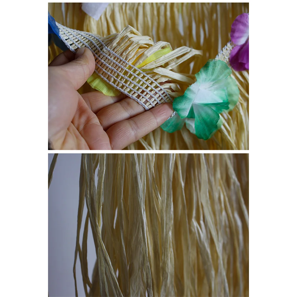 

Hawaii Skirt Fashionable Dance Costume Party Performance Paper Dress Ruffle Flare Elastic Waistband Lightweight Decorative