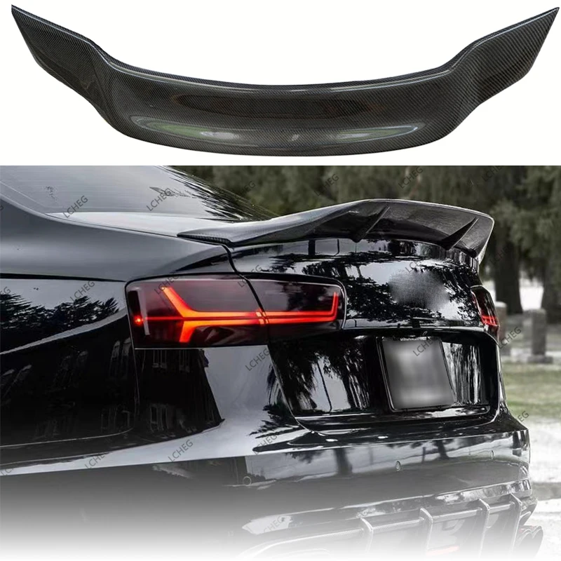 ل 2012 -2018 أودي A6 S6 C7 ألياف الكربون الخلفي سبويلر الجذع الجناح GT R نمط جودة عالية مادة ألياف الكربون الحقيقية المفسد #2