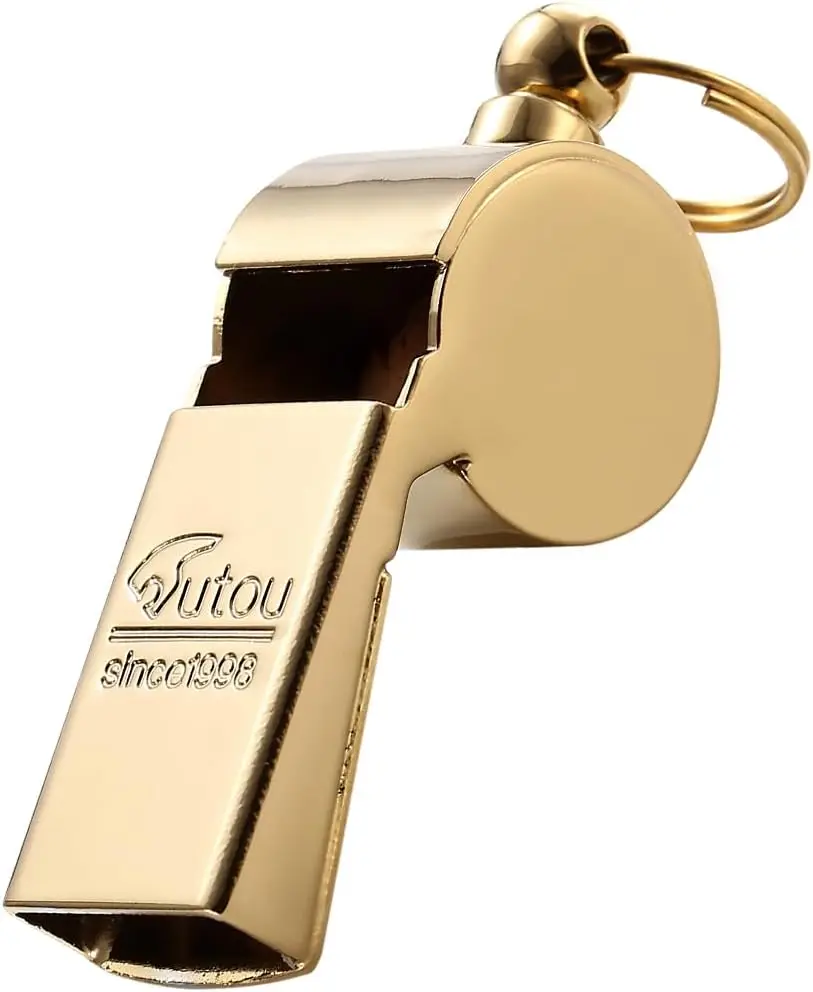 

Brass Whistle with Lanyard, Loud Crisp Sound Golden Whistle for Coaches, Teachers, and Hikers