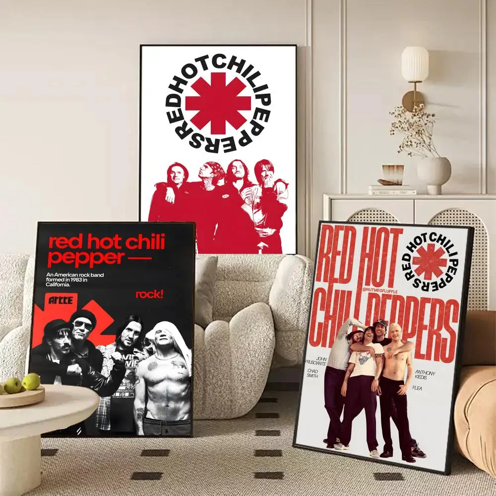 Band R-Red Hot C-Chili Peppers Poster Waterproof Self-Stick Wall Art Stickers, Removable Wall Decor for Living Room and Bedroom