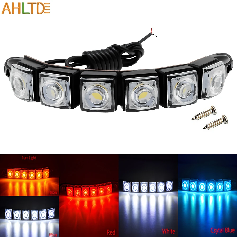 

Водонепроницаемые разноцветные дневные световые фонари, автомобильные декоративные гибкие дневные ходовые огни, 6 светодиодов, Светодиодная лента для вождения, Стайлинг фар