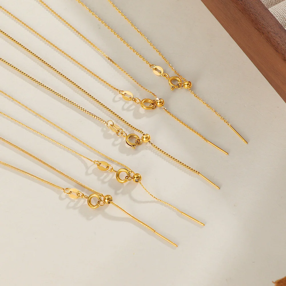 

No Fade Women's Stainless Steel Universal Chain Necklace DIY Adjustable Collarbone Pin Type Simple Fashion Jewelry Accessory