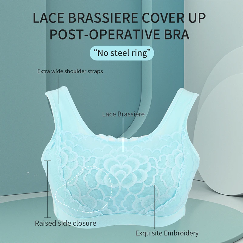 LERVANLA 1022 Mastectomy Bra with Pockets for Silicone Breast Forms Prosthesis Women Everyday Bra Artificial Prosthesis Wireless