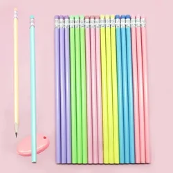 Pencil Macarone Triangle Shiny Wood Rubber Head Sketch Drawing Pen Office Learning Stationery HB Pencil School Supplies