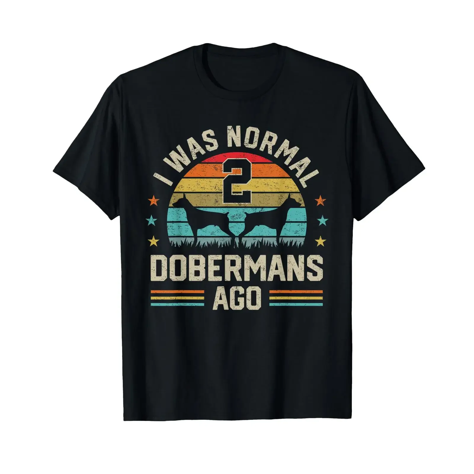 Ich war vor 2 Dobermannen normal, Pinscher, Hund, Vater, Mutter, Besitzer, T-Shirt, Vintage, gewaschen, weich, dehnbar, Grafik, Herren