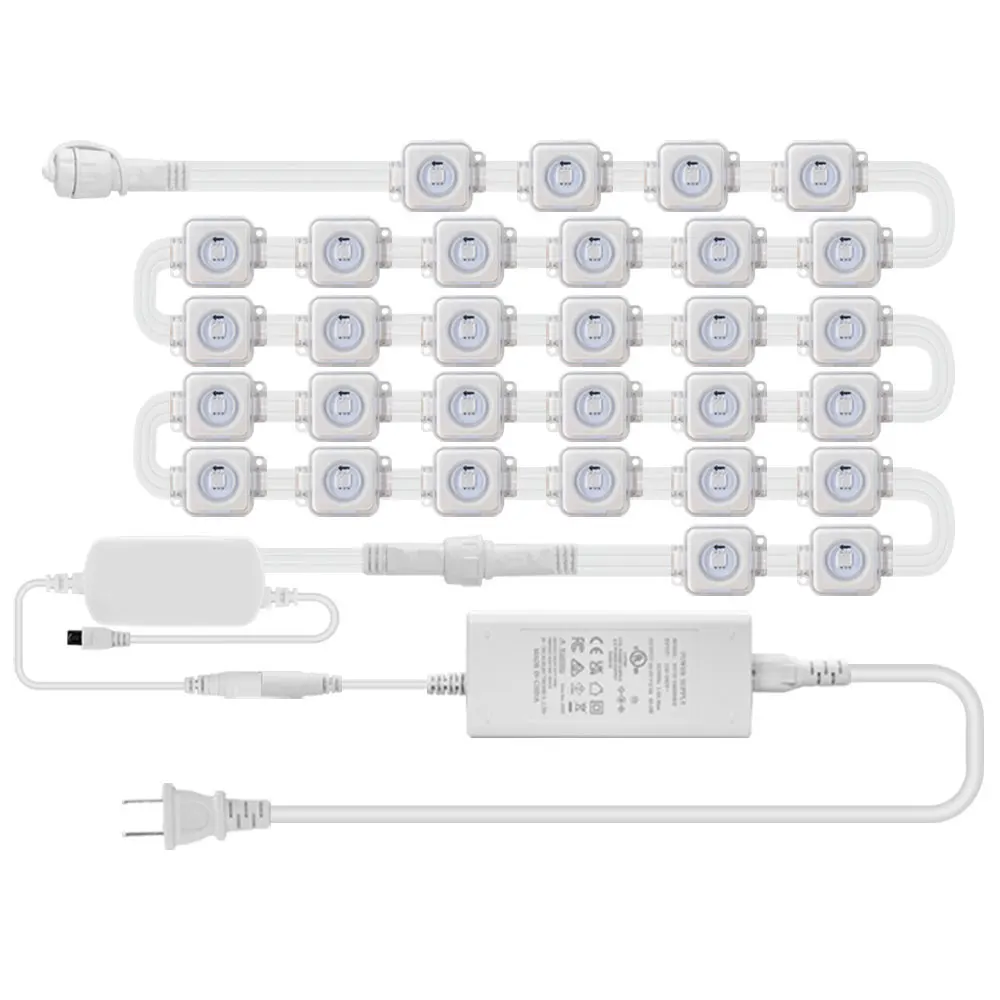 5054 16703IC(WS2811 WS2812B) Eaves LED Light String Kit Outdoor 2.4G BEL+WIFI Controller Work With Alexa Google Home Assistant