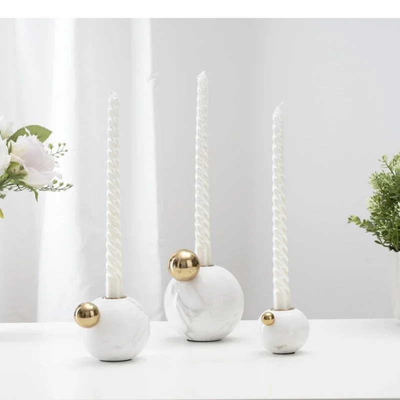 Spherical Marble Candlestick Restaurant Candlelight Dinner Romantic Decoration Ornament Home Art
