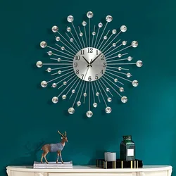 New Vintage Metal Crystal Sunburst Wall Clock Large Morden Wall Clocks Design Home Art Decor Ornaments