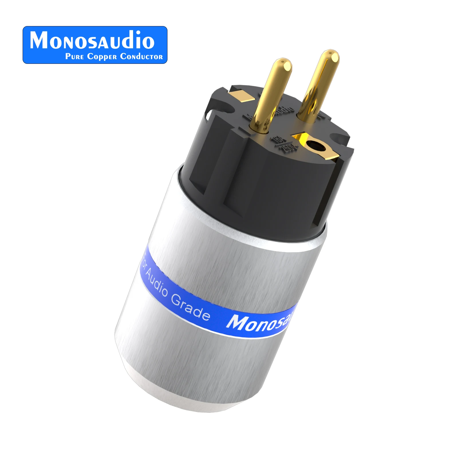 99.998% OFC Pure Copper Conductor IEC Power Connector 4.5-6mm Terminal Palladium & 24K Gold Plated HiFi DIY Mains Cable