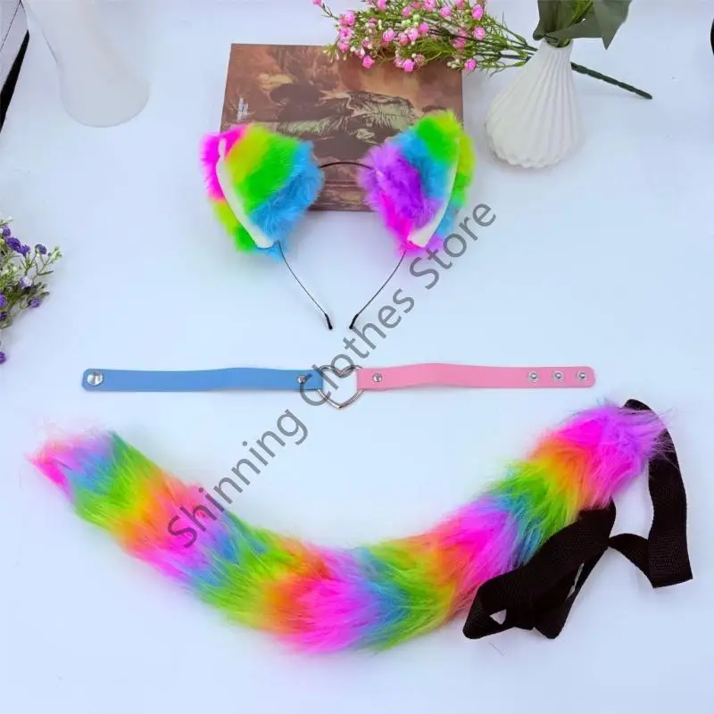 M68A CATS COSTUMES WOFF CATS FOXES TAIL CATS EAR HEART HEART NECKLACE CLACLACE COMPLIS