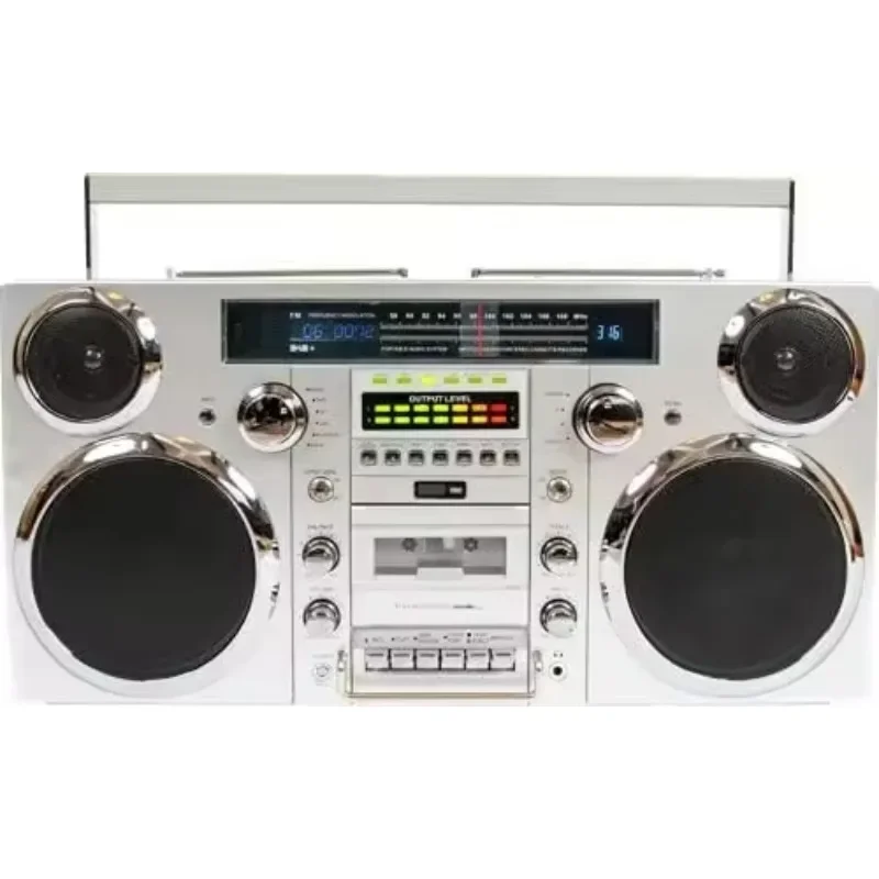 Portable Boombox - CD Player, Cassette Player, FM Radio, USB, Wireless Bluetooth Speaker