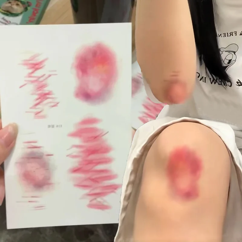 

4 листа Хэллоуин временная татуировка на рану водостойкие реалистичные татуировки травма шрам татуировки наклейки для женщин рука лицо руки искусство