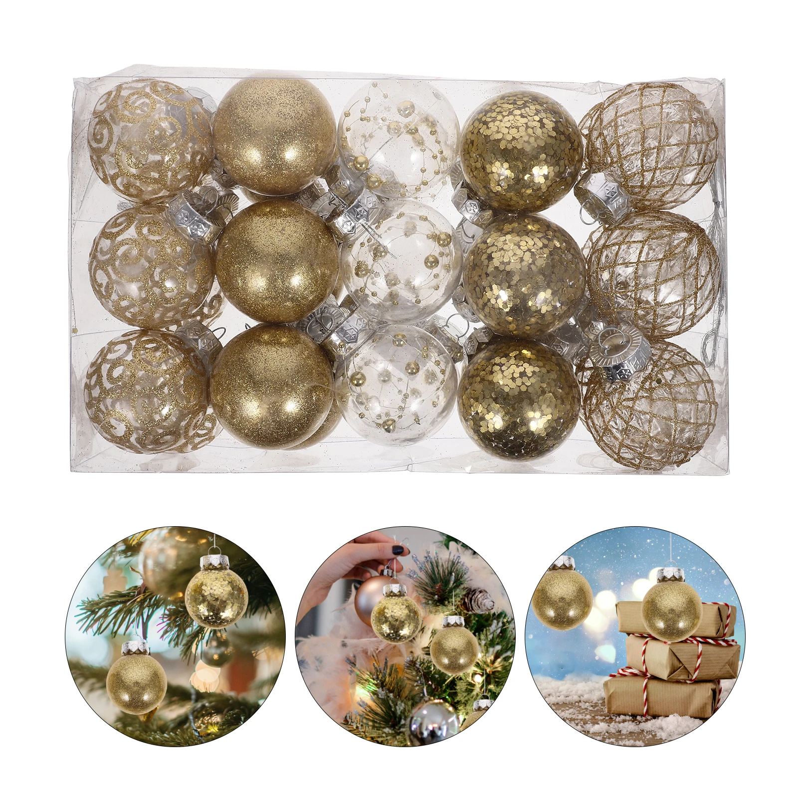 

Christmas Ornaments Ball Decorations for Tree Decorative Pendants Set Plastic Balls