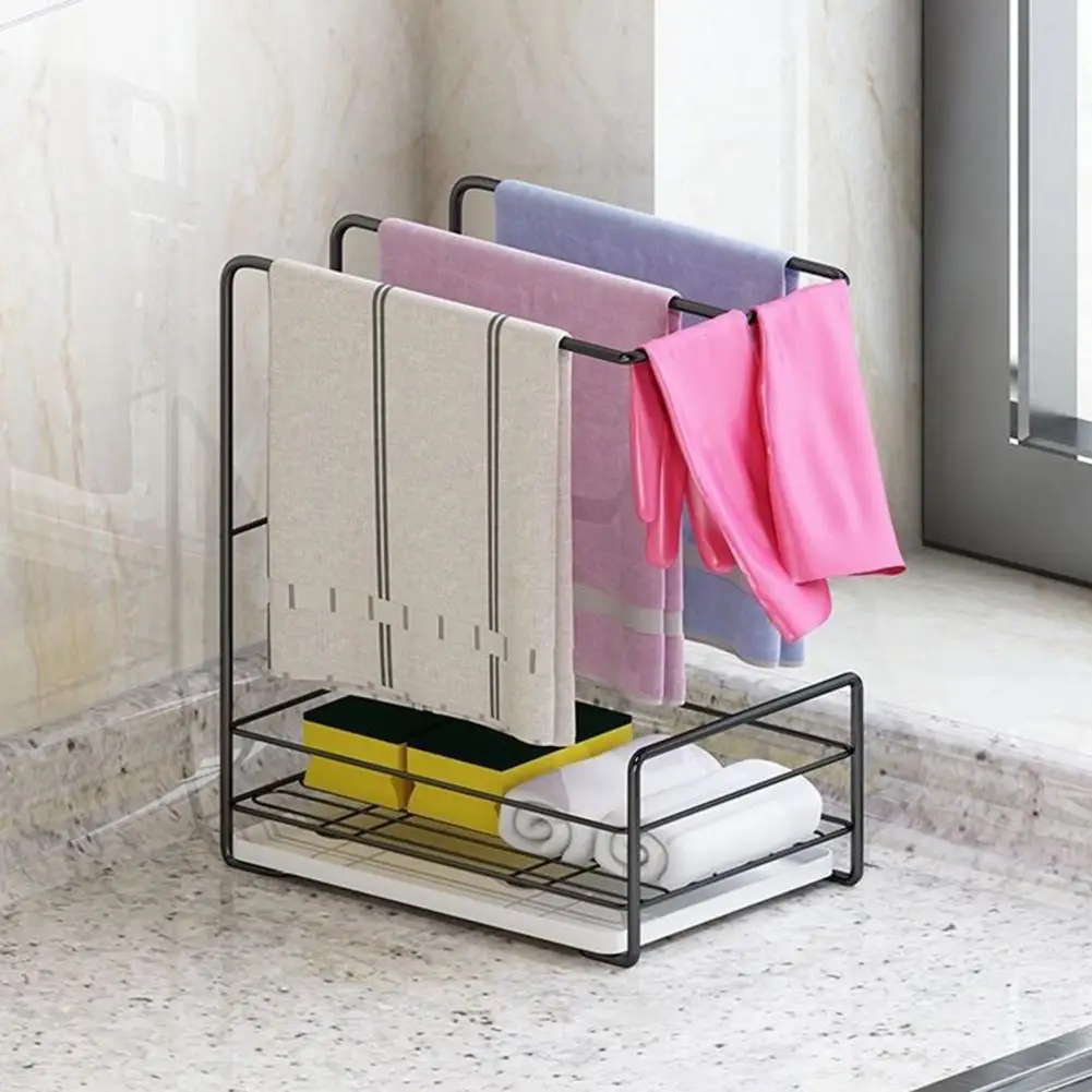 Easy Installation Storage Rack Wall-mounted Kitchen Storage Rack Space-saving Sponge Towel Holder No-hole Punching for Home