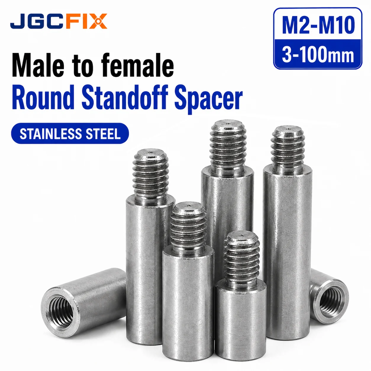 1-10 Pcs M2 M2.5 M3 M4 M5 M6 M8 M10 Stainless Steel Threaded Pillar Male to Female Round PCB Standoff Spacer Single Head Column