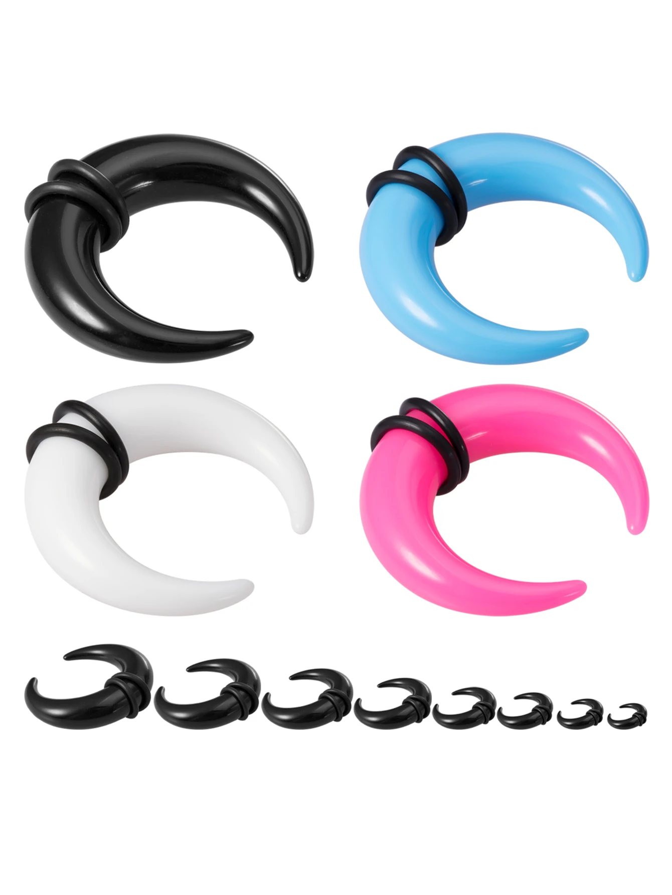 1 Paar große Büffelhorn Septum Ring Piercing weiß Auqa Acryl Ohr Kegel Keil Expander Punk Körperschmuck – Detail 5