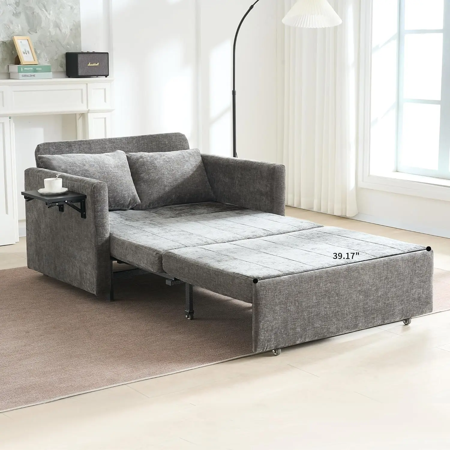 

45-дюймовое раскладное кресло-кровать 3-в-1, 75-дюймовый выдвижной диван-кровать с откидным столиком и боковым карманом для гостиной, на заказ