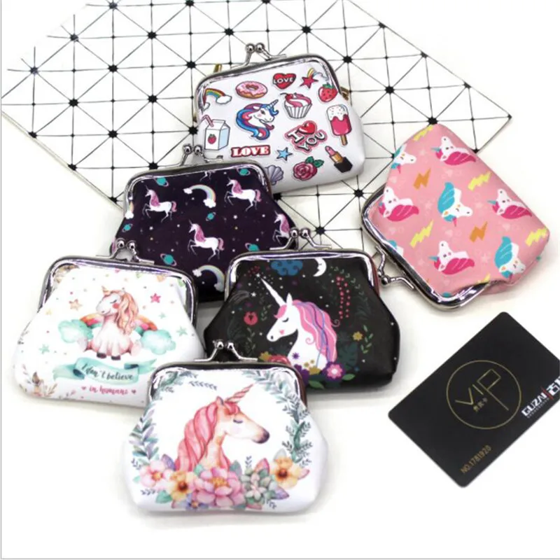 Unicorn Coin Purses Holder Women Mini Change Wallets Girl Money Bag Coin Bag Children Zipper Small Pouch Key Pockets