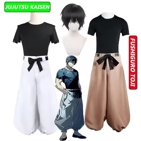 Anime Jujutsu Kaisen Fushiguro Toji Cosplay Costume Adult Unisex Pants Wig Halloween Rave Combat Fushiguro Cosplay Costume JA786