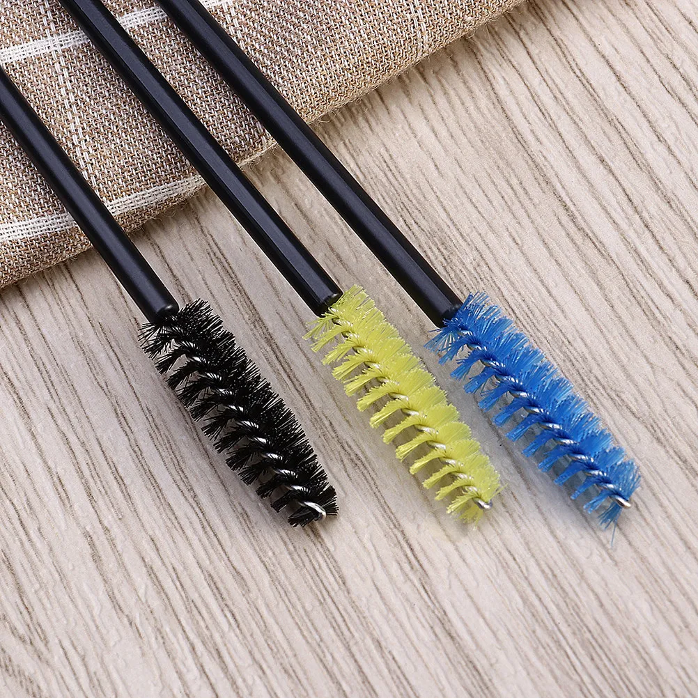 200Pcs Disposable Eyelash Wands Nylon Bristles Even Coat Routine Professional Salon Personal Use Black Rosy Blue