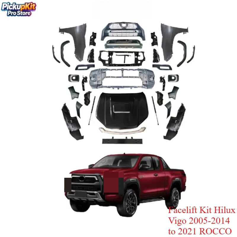 

4x4 Offroad Facelift Kit Hilux Vigo 2005-2014 to 2021 ROCCO Bumper Grille Set