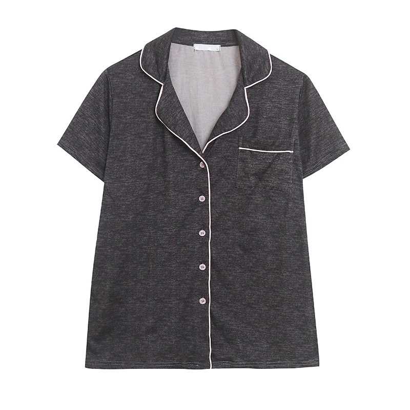 

Casual Fashionable Summer Soft Comfortable Short Sleeve Pocket Shirt Sleepwear Home Clothes Top Loose Women's Clothing