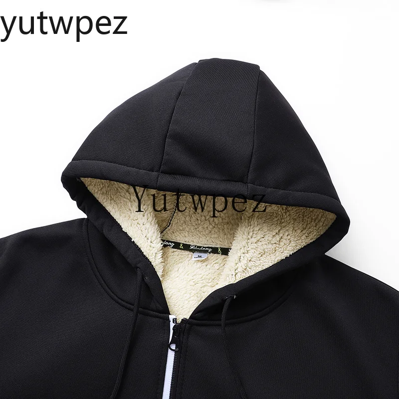 Warm Outerwear Hooded Sweatshirt Outdoor Hiking Running Fleece Men Set Fashion Brand Tracksuit Cycling Camping Lined Thick Male view 4