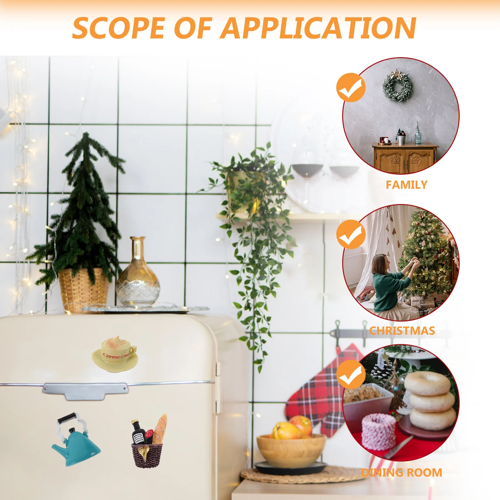 

5Pcs Food Theme Refrigerator Magnet Stickers Magnetic Fridge Decor Lovely Kitchen Magnet Stickers Fridge Accessories