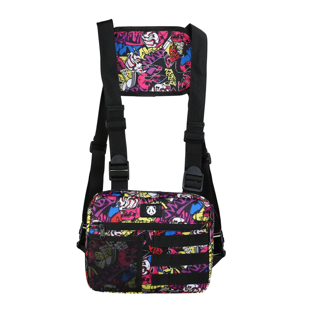 Sac de poitrine antivol pour hommes, gilet Oxford, sacs de poitrine réglables multifonctionnels portables légers pour la randonnée et l'alpinisme