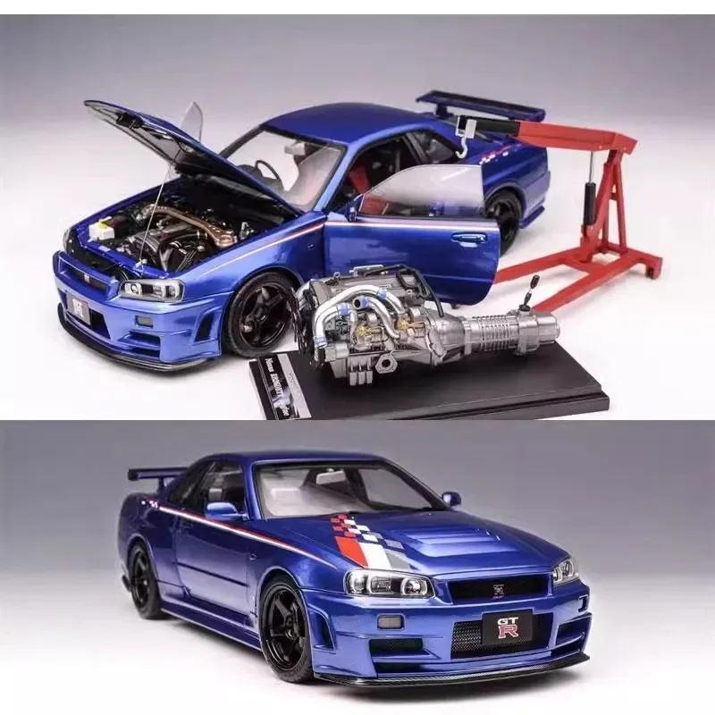 M0torhelix modelo de carro 1/18 r34 nissan skyline GT-R nismo liga modelo de carro simulação sala exibição carros modelo menino coleção presente